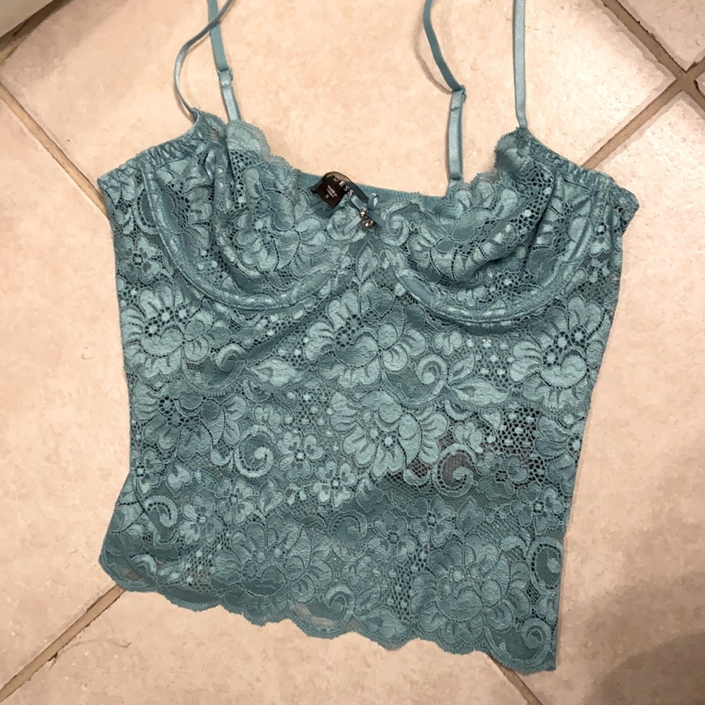 Guess Mint/Teal Floral Lace bodice